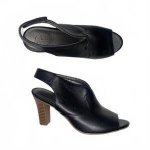 Black Slingback Peep Toe Heels Size 8 – Chic Minimalist Workwear Dressy Shoes